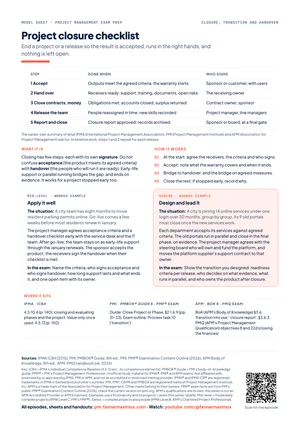 Preview of Project closure checklist
